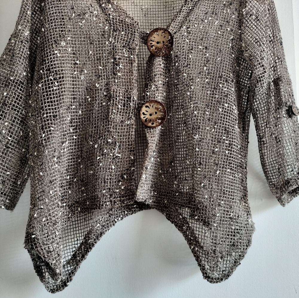 Crochet Like Vintage Crop Flow Top Size Med Nina Leonard Mermaid Fishnet Vibes